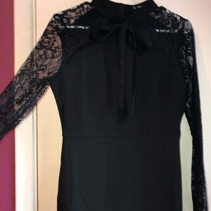 Black lace see through dress